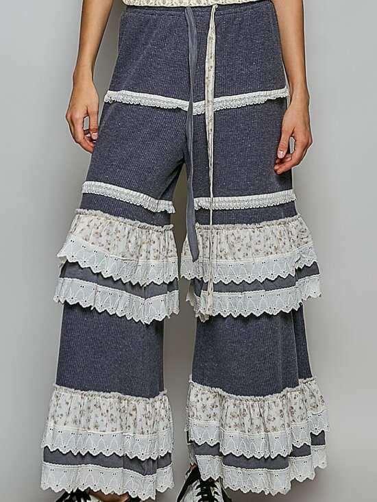 POL Pants - POL TIERED BOHO PANTS-CHARCOAL BLUE